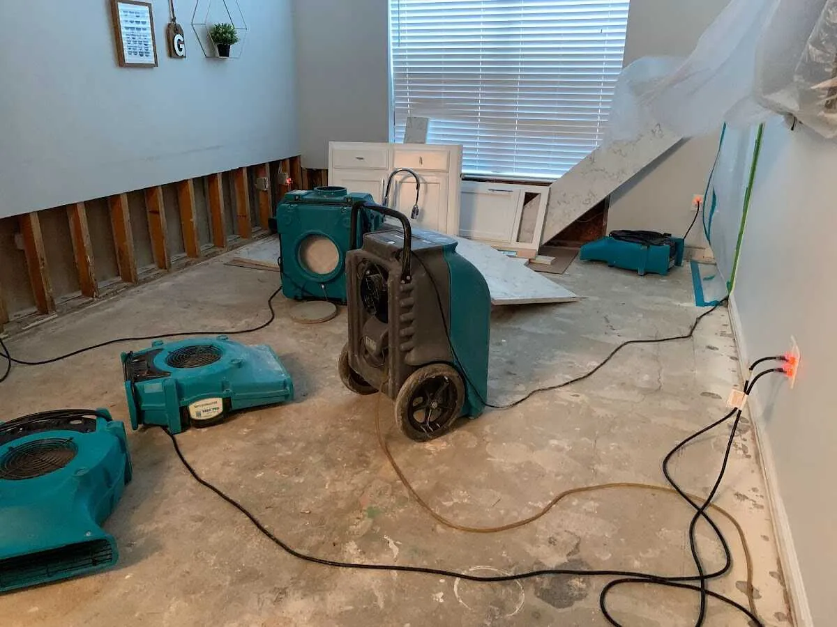 Dehumidifier in flood-cut room for Water Extraction & Removal in Jersey Village